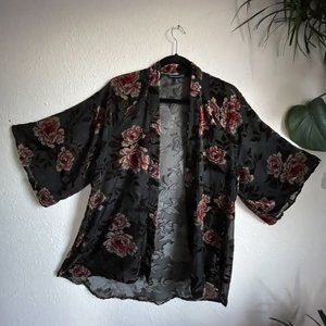 American Eagle Velvet Floral Kimono - Size XS
